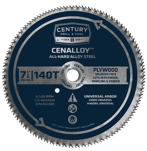 Century Drill And Tool Cenalloy Circular Saw Blade 7-1/4″ X 140t X Universal Arbor Plywood