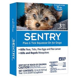 Flea & Tick Treatment, For Dogs To 15-Lbs., 3-Ct.