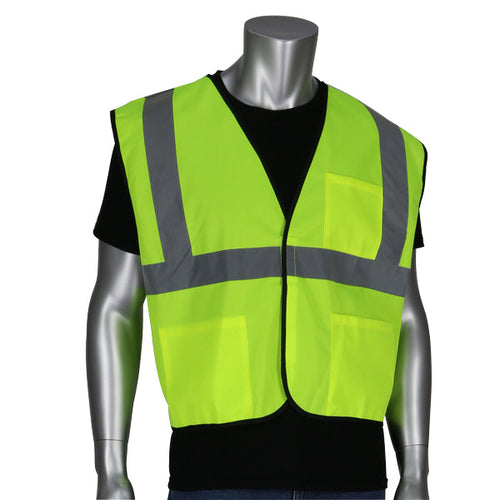 SAFETY WORKS Type R Class 2 Solid Vest - Lime Yellow